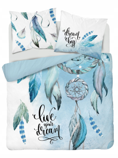 Kompletný set posteľných obliečok - Bavlnená podstielka 220x200 Dream Catcher modrá