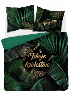 Kompletný set posteľných obliečok - Bavlnené podstielky 220x200 Zelené listy