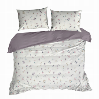 Kompletný set posteľných obliečok - Saténová bavlnená podstielka 160x200 - šedá -pink wz