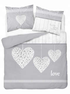 Kompletný set posteľných obliečok - Holandská posteľná bielizeň 160x200 Srdce Love Love