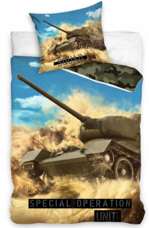 Kompletný set posteľných obliečok - Mládežnícka obliečka Vojenský tank 160x200