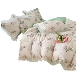 Kompletný set posteľných obliečok - Saténová posteľná bielizeň 160x200 Elena 407 3cz