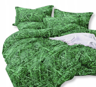 Kompletný set posteľných obliečok - Saténová podstielka 160x200 Zelená tráva 1398 160x20