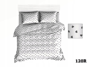 Kompletný set posteľných obliečok - Bavlnená posteľná obliečka 160x200 R120 Biele srdcia
