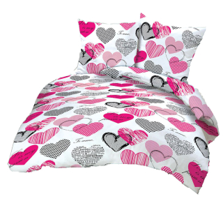 Kompletný set posteľných obliečok - Bavlnená posteľná bielizeň 160x200 Valentín 070RZ