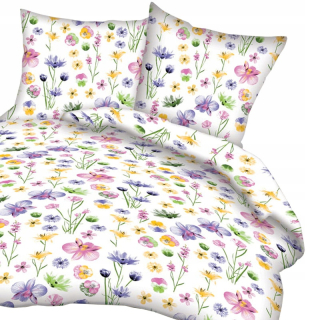 Kompletný set posteľných obliečok - Biela posteľná bavlnená kôra kvety 160x200 cm
