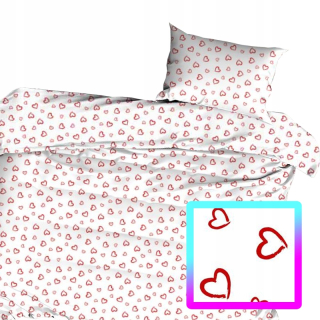 Kompletný set posteľných obliečok - Biele ľanové srdcia Valentína 140x200 cm