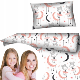 Kompletný set posteľných obliečok - Detská podstielka Balerinas Moon Pink 140x200