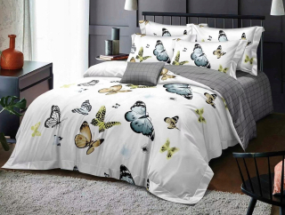 Kompletný set posteľných obliečok - Posteľná sada 200x220 motýľ 4 cz biela