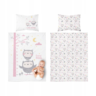 Kompletný set posteľných obliečok - Bambus Baby Bedding 100x135 Owl Sowa