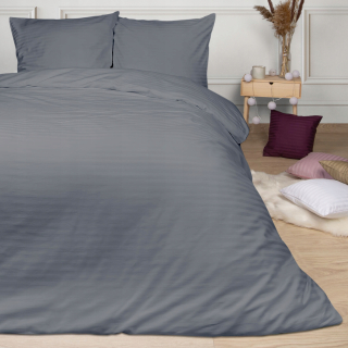 Kompletný set posteľných obliečok - Bavlnená saténová posteľná bielizeň Cizgili anthracite140x200