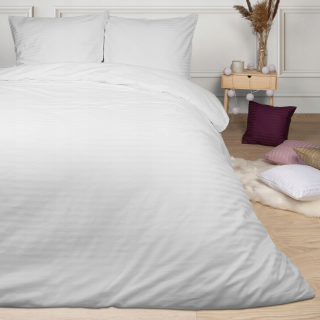 Kompletný set posteľných obliečok - Bavlnená saténová podstielka Cizgili White/140x200