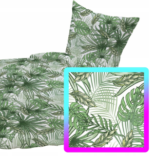 Kompletný set posteľných obliečok - Bavlnená saténová podstielka s palmami 140x200 cm