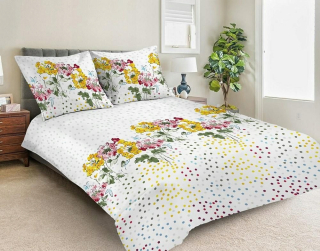 Kompletný set posteľných obliečok - Saténová podstielka 160x200 43A Exkluzívne kvetinové kytice
