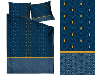 Kompletný set posteľných obliečok - Saténová podstielka satén greno GL 160x200 Navy modrá