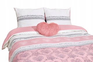 Kompletný set posteľných obliečok - Valentínska saténová podstielka Smukee Hearts 160x200