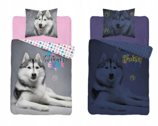 Kompletný set posteľných obliečok - Posteľná bielizeň žiari v tmavom 140x200 Husky pes