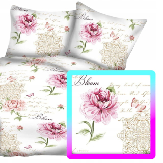 Kompletný set posteľných obliečok - Kvetina Bavlnená kôra 160x200 Pivonky