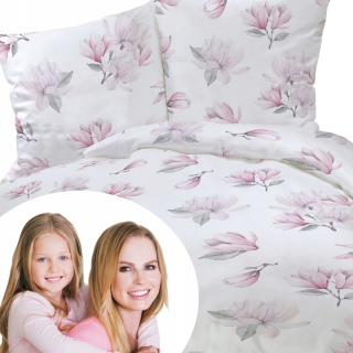 Kompletný set posteľných obliečok - Posteľná bielizeň s rastlinným vzorom kvety Magnolia 160x200 cm