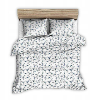 Kompletný set posteľných obliečok - Podstielka s kôrom 140x200 bielych modrých vetvičiek