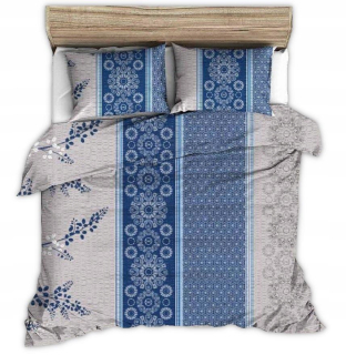 Kompletný set posteľných obliečok - Posteľná bielizeň vyrobená z kôry 160x200 NAVY BLUE GREY VERTICAL ALDE