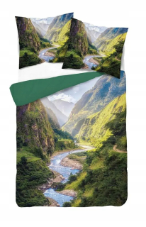 Kompletný set posteľných obliečok - Bavlnená saténová podstielka 220x200 Navy modré listy