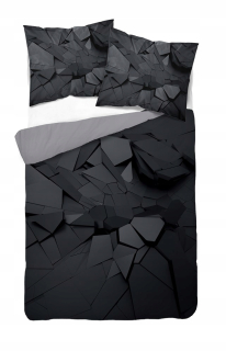 Kompletný set posteľných obliečok - 3D podstielka mikrovlákna 160x200 čierna šedá