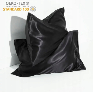 Obliečka na vankúš - Vankúš 100% hodvábny luxus 22 mm 50x70 cm čierny