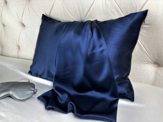 Obliečka na vankúš - Vankúš 100% hodvábny luxus 22momme 50x70cm NAVY MODRE
