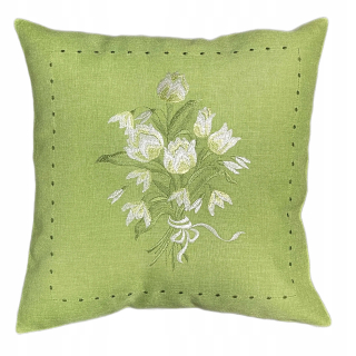 Obliečka na vankúš - Vyšívaný vankúšový kytica tulipánov zelenej 40x40