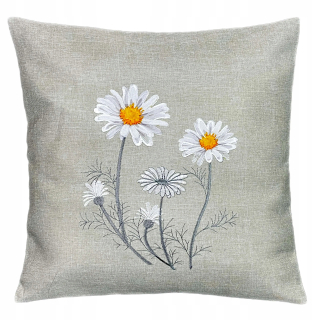 Obliečka na vankúš - Vyšívaný vankúš, šedá Daisy 40x40