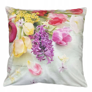 Obliečka na vankúš - Velor vankúše tulipány a hyacinty 40x40