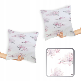 Obliečka na vankúš - Vankúše v kvetinách Magnolia Pink White White 40x40 cm 2 ks