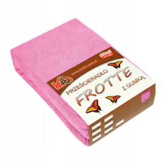 Plachta na posteľ - Terry list s ružovým gumovým pásom 80x160 020 gr