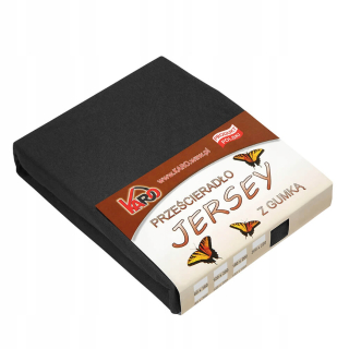 Plachta na posteľ - Jersey List s gumovou pásmou 160x200 Black 044 GR