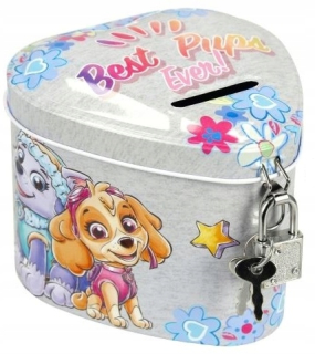 Pokladnička pre deti - Psa hliadka kov kov Piggy Bank Heart Paw Patrol