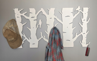 Vešiak do predsiene - Vtáky na breze #3 White Clother Hanger 79 cm