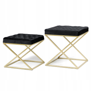 Sedací vak do detskej izby - Gold Velor Pouf Black Velor 37 + 46 cm 2in1