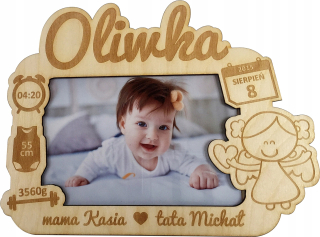 Detský obraz - Rám pre fotografiu drevený metrický darček!