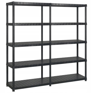 Regál policový - 5-stupňová čierna polica 183x45.7x185cm plast