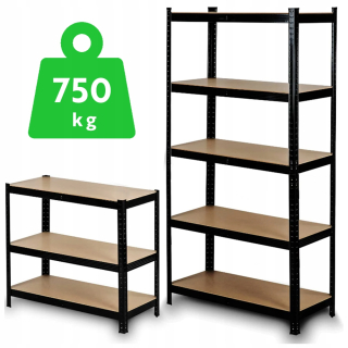 Regál policový - 150 kg skladová polica pre čiernu policu 150x75x30cm