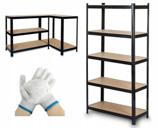 Regál policový - Kovová skladová polica 150x75x30 Black 2in1