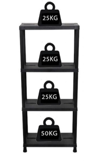 Regál policový - Plastový skladový stojan 4 police 125 kg