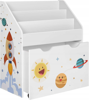 Úložný box pre deti - Knižovačka organizátora pre hračky so zatiahnuteľným kontajnerom