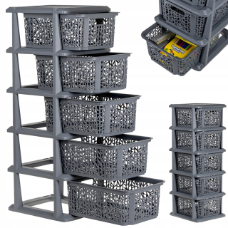 Regál, komoda do kúpeľne - Waker Cabinet Children for Business Rattan 5 zásuviek