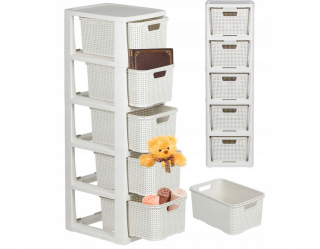 Skrinka do kúpeľne - Skrinka kabineta Rattan 5 zásuviek pre kúpeľne