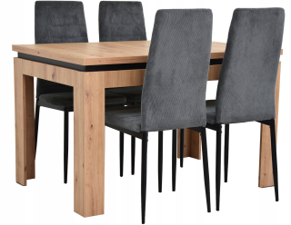 Stôl so stoličkami do obývačky - Zložka -out tabuľka 80x120/160 4 čalúnené stoličky