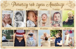 Detský obraz - Rám rámca pre 12 fotografií, prvý rok života, lacný