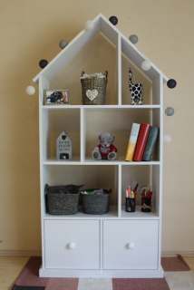 Regál do detskej izby - House Bookcase Dve zásuvky 175/83,6/30 pre deti