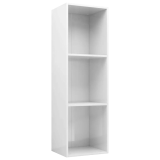 Knižnica, regál - Knižnica/televízna skrinka, biela, vysoká lesk,